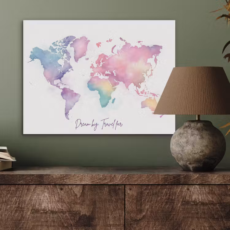 Pastel - Wereldkaart - Quote - Dream PET vilt klein -sfeer2