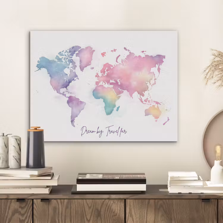 Pastel - Wereldkaart - Quote - Dream PET vilt klein -sfeer1