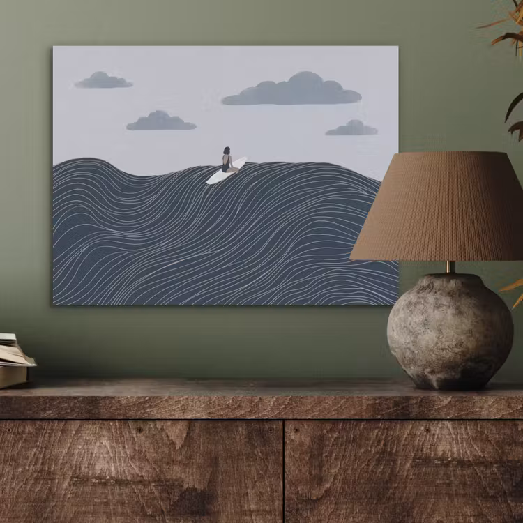 Persoon - Surfen - Oceaan - Natuur - Modern PET vilt klein -sfeer2