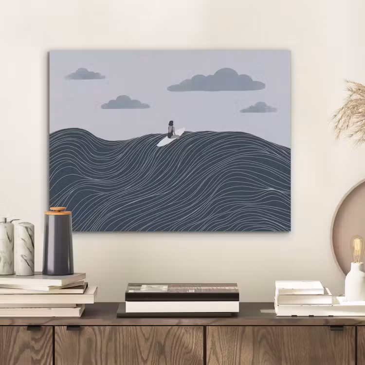 Persoon - Surfen - Oceaan - Natuur - Modern PET vilt klein -sfeer1