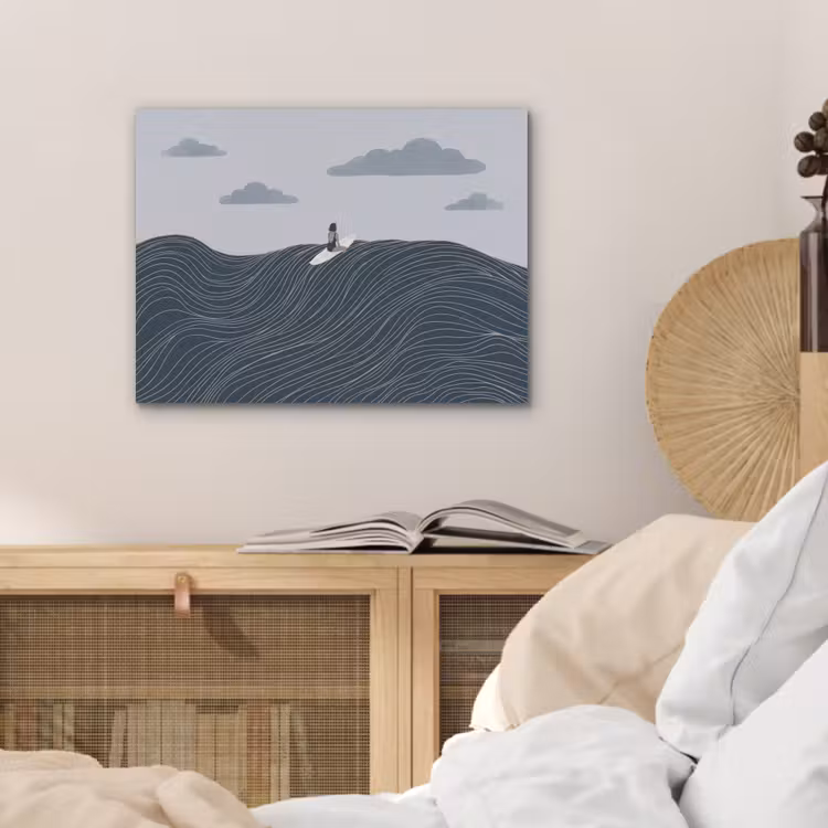 Persoon - Surfen - Oceaan - Natuur - Modern PET vilt klein -sfeer3