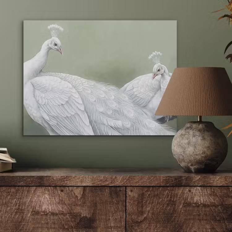 Pauwen - Wit - Natuur - Groen PET vilt klein -sfeer2