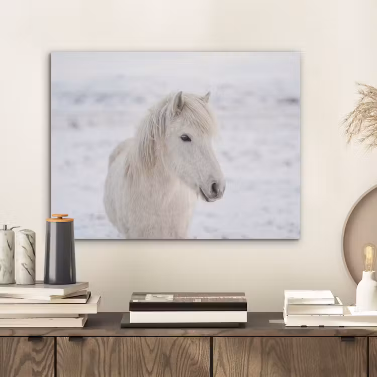 Paard - Kop - Winter - Dieren - Wit PET vilt klein -sfeer1