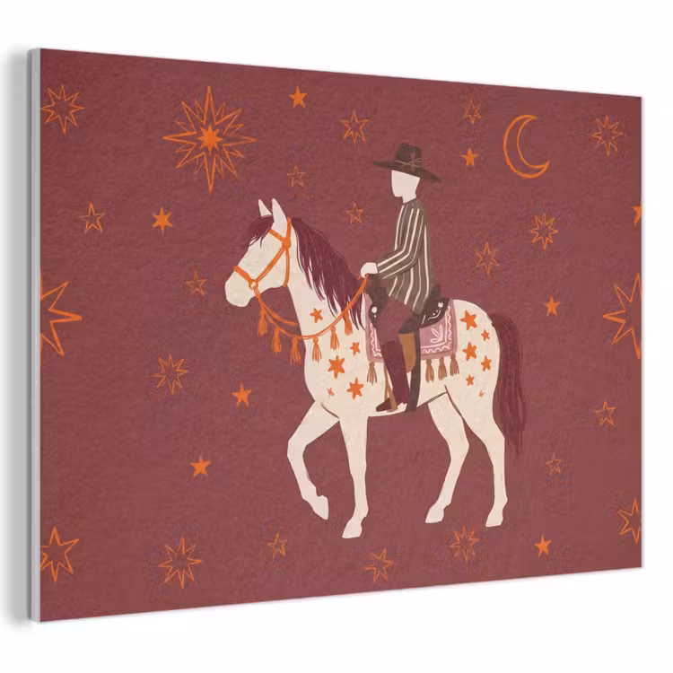 Paard - Ruiter - Sterren - Nacht - Illustratie PET vilt klein -3d