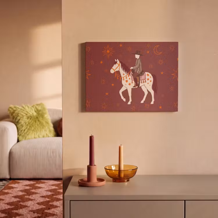 Paard - Ruiter - Sterren - Nacht - Illustratie PET vilt klein -sfeer1