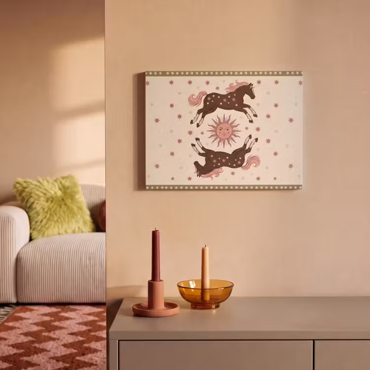 Paard - Zon - Mystiek - Illustratie - Roze PET vilt klein -sfeer1