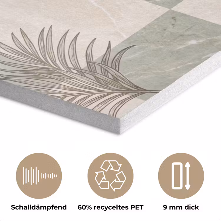 Planten - Bladeren - Marmer - Modern - Groen PET vilt klein -closeup_DE