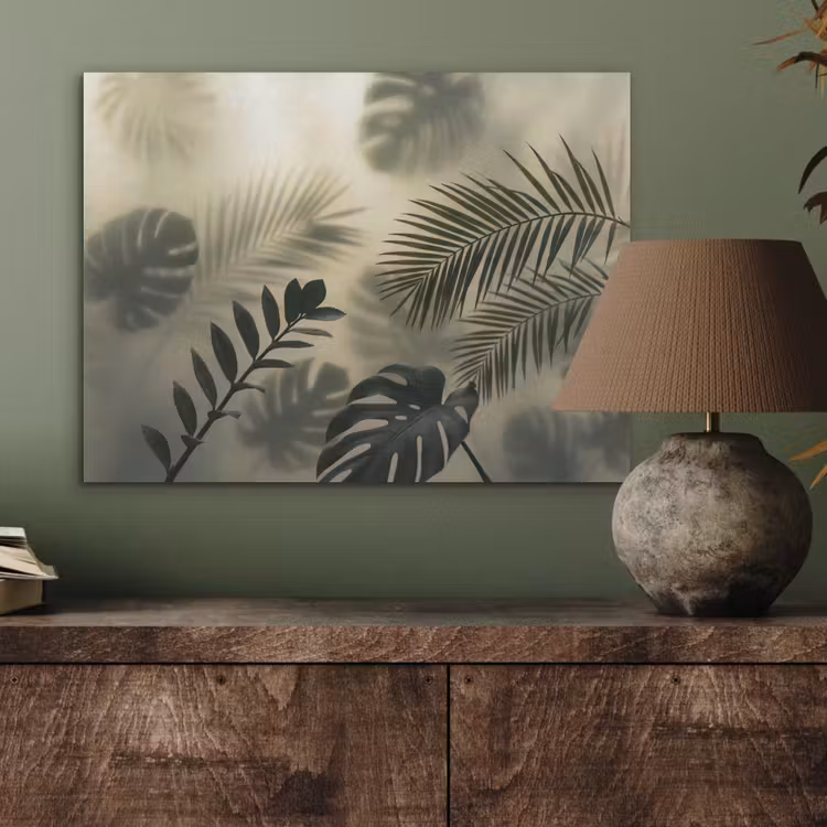 Planten - Bladeren - Schaduwen - Groen - Modern PET vilt klein -sfeer2