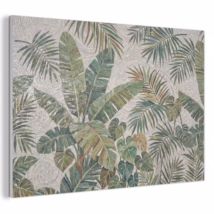Planten - Tropisch - Mozaïek - Natuur - Groen PET vilt klein -3d
