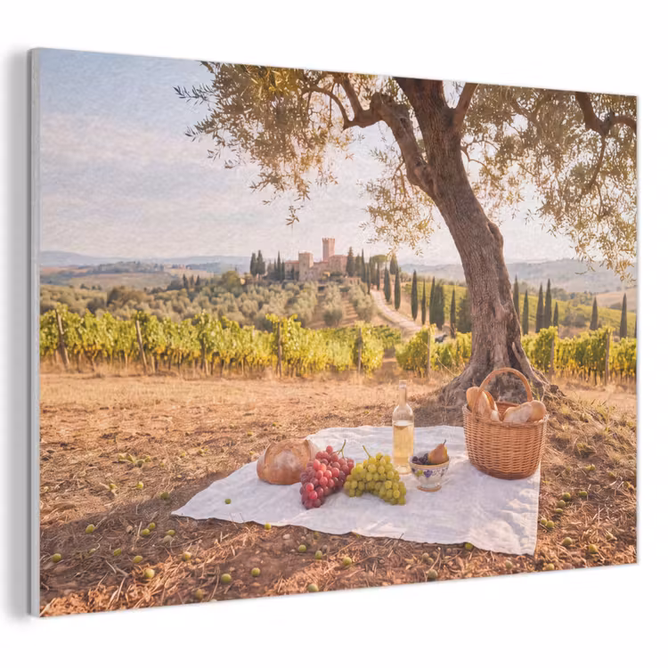 Picknick - Wijngaard - Landschap - Zomer - Eten PET vilt klein -3d