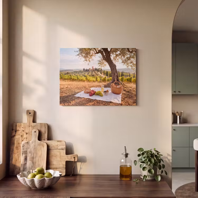 Picknick - Wijngaard - Landschap - Zomer - Eten PET vilt klein -sfeer2