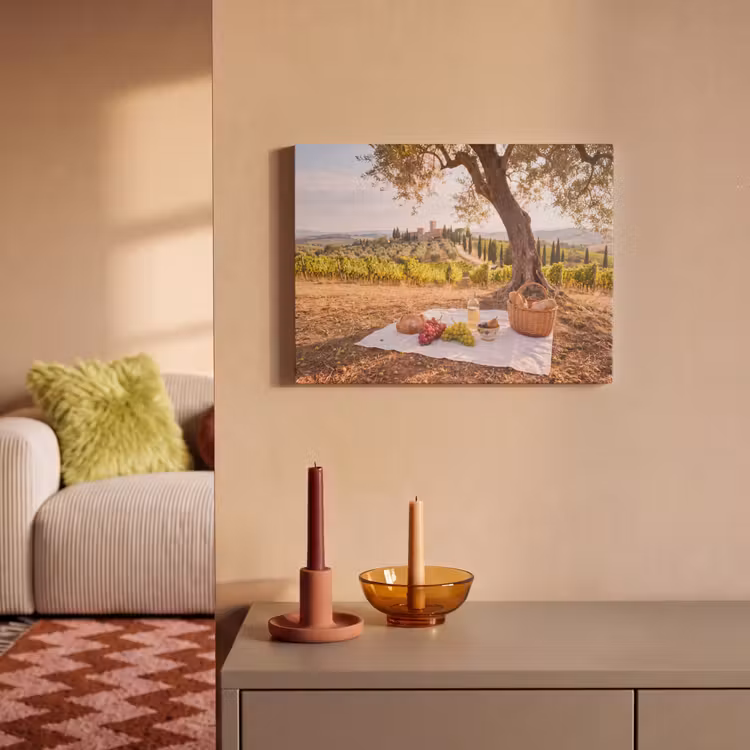 Picknick - Wijngaard - Landschap - Zomer - Eten PET vilt klein -sfeer1