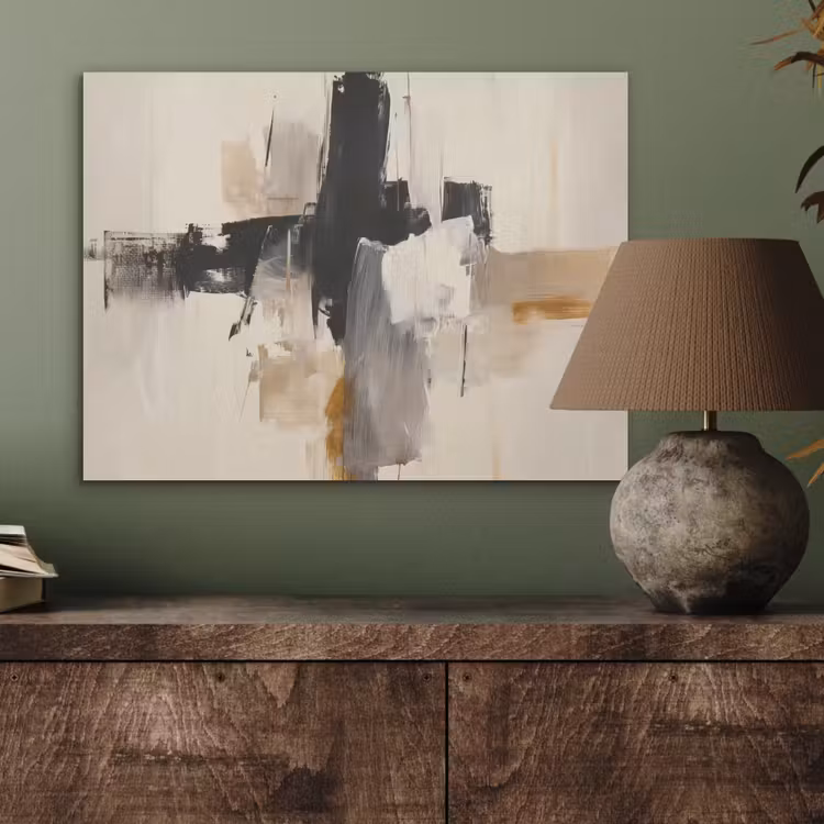 Penseelstreken - Ruw - Abstract - Beige PET vilt klein -sfeer2