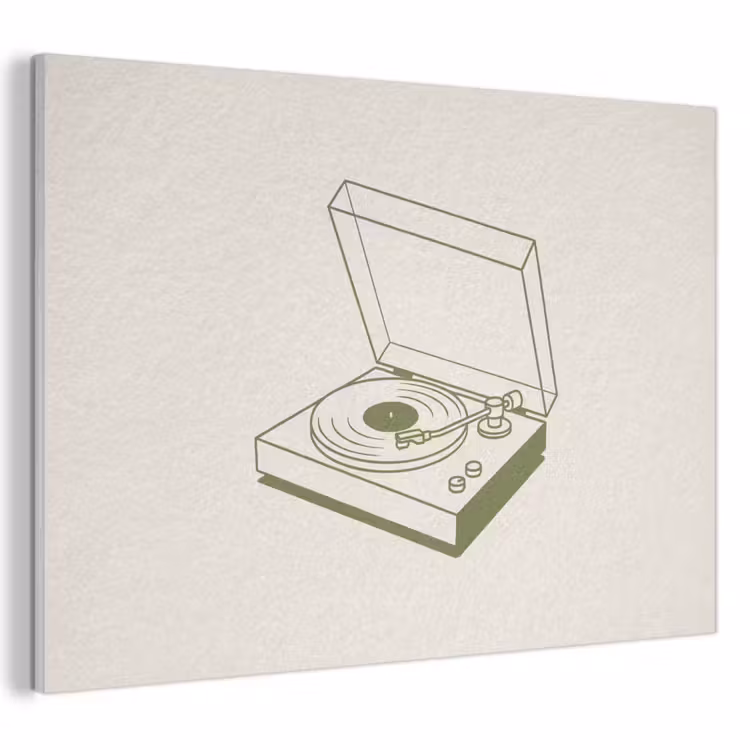 Platenspeler - Vinyl - Muziek - Minimalistisch - Groen PET vilt klein -3d