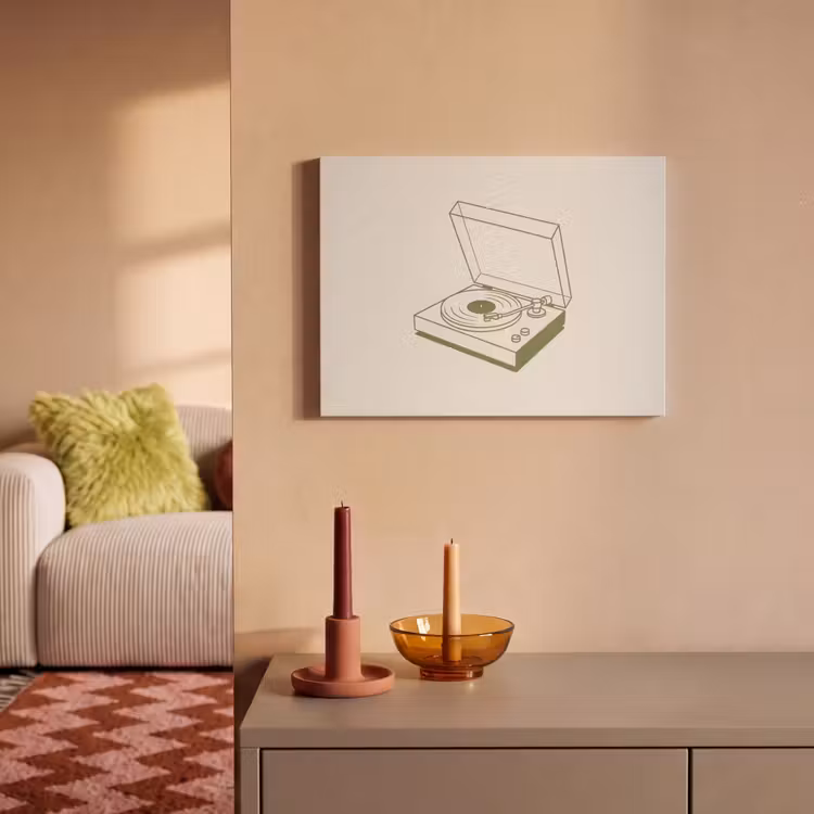 Platenspeler - Vinyl - Muziek - Minimalistisch - Groen PET vilt klein -sfeer1