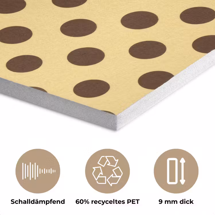 Polka Dot - Stippen - Retro - Geel - Bruin PET vilt klein 837 -closeup_DE