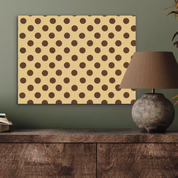 Polka Dot - Stippen - Retro - Geel - Bruin PET vilt klein 837 -sfeer2