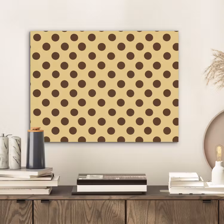 Polka Dot - Stippen - Retro - Geel - Bruin PET vilt klein 837 -sfeer1
