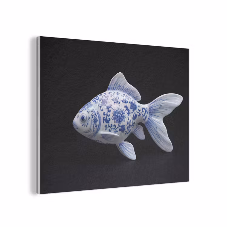 Porselein - Goudvis - Delfts - Blauw PET vilt klein -3d