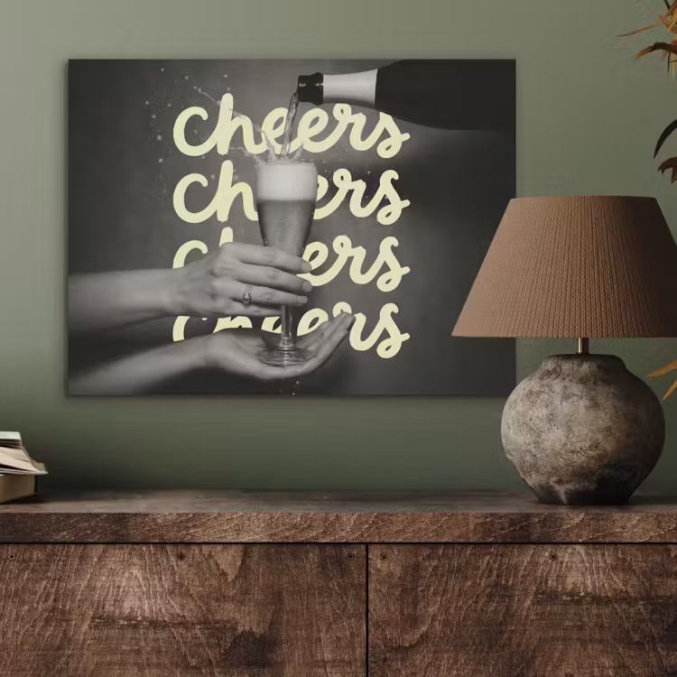 Cheers - Wijn - Zwart - Wit PET vilt klein -sfeer2