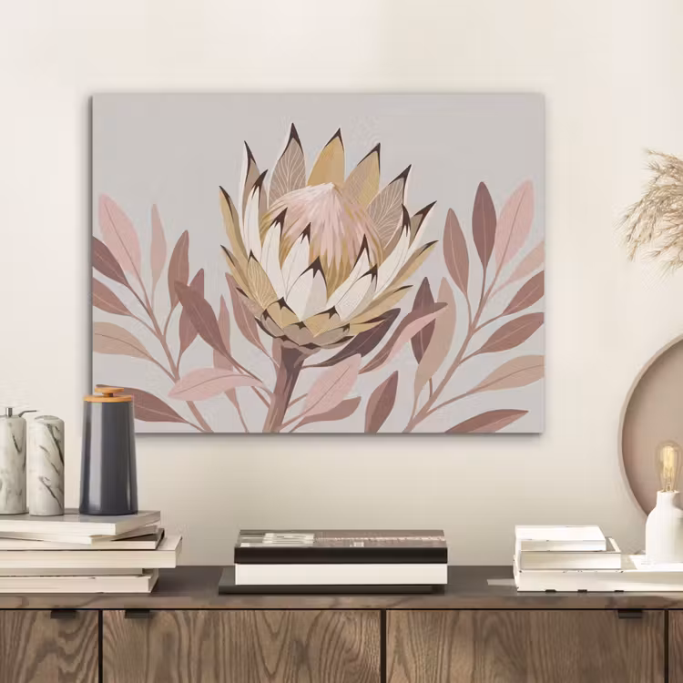 Protea - Bloem - Botanisch - Beige PET vilt klein -sfeer1