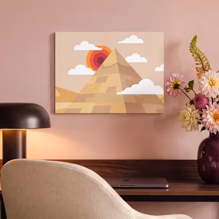Piramide - Zon - Woestijn - Modern - Oranje PET vilt klein -sfeer3
