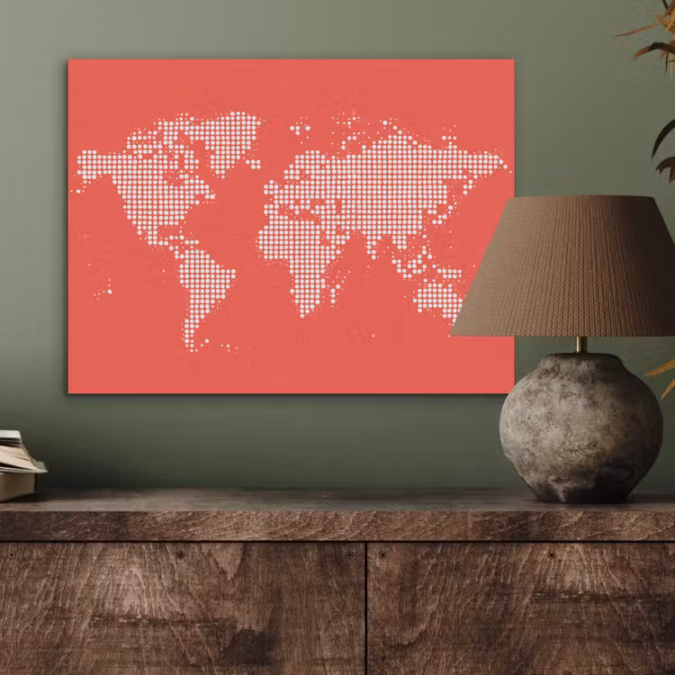 Vierkanten - Wereldkaart - Rood PET vilt klein -sfeer2