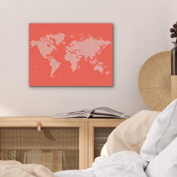 Vierkanten - Wereldkaart - Rood PET vilt klein -sfeer3