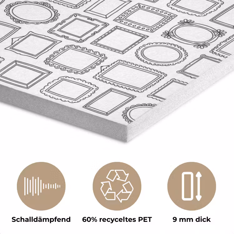 Lijsten - Patroon - Decoratie - Schets - Zwart-wit PET vilt klein -closeup_DE