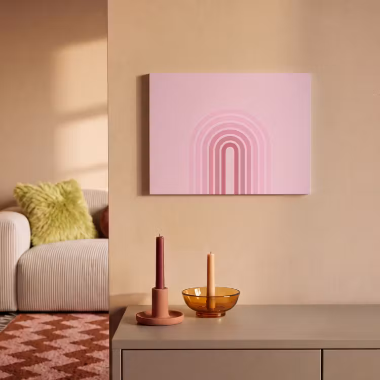 Regenboog - Roze - Abstract - Modern - Minimalistisch PET vilt klein -sfeer1
