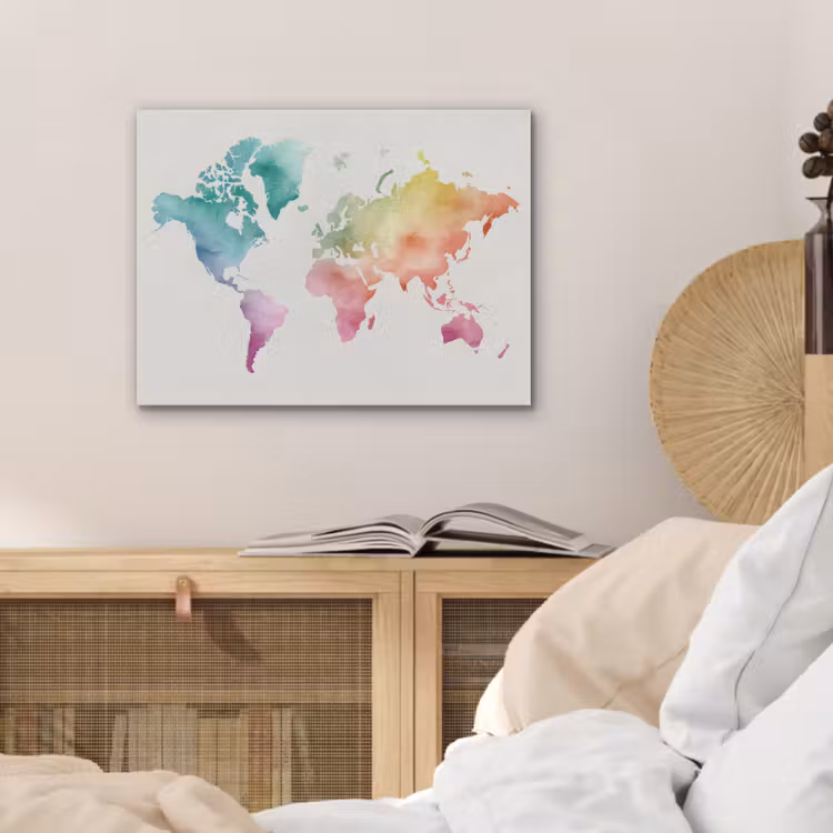Regenboog - Wereldkaart - Overloop PET vilt klein -sfeer3
