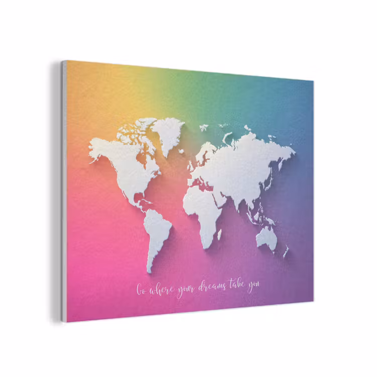 Regenboog - Quote - Wereldkaart - Dream PET vilt klein -3d