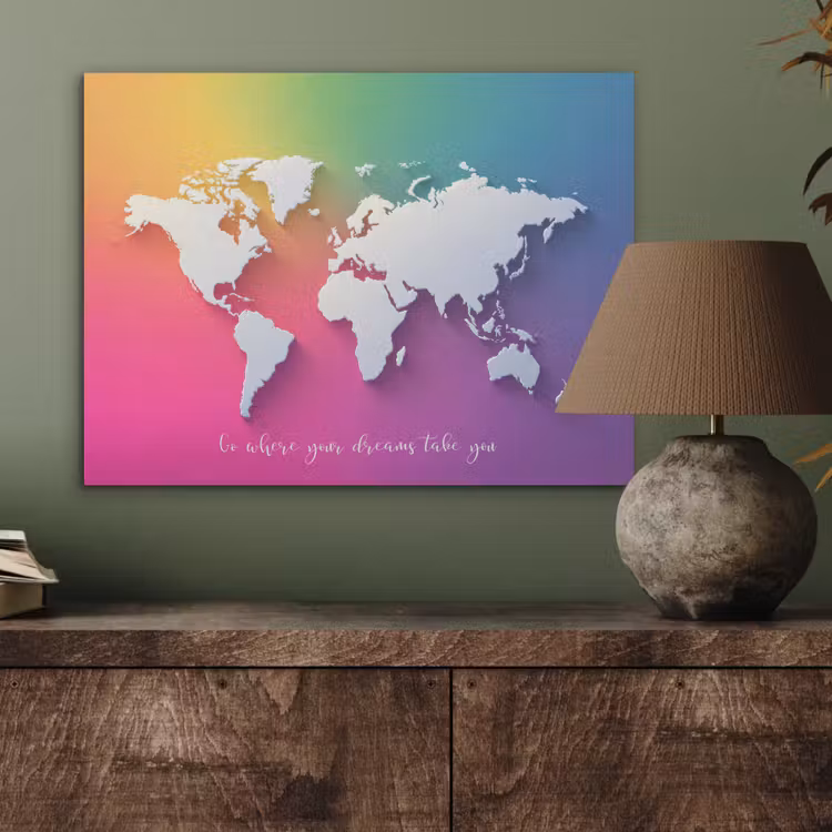 Regenboog - Quote - Wereldkaart - Dream PET vilt klein -sfeer2