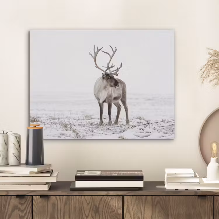 Rendier - Gewei - Sneeuw - Winter PET vilt klein -sfeer1