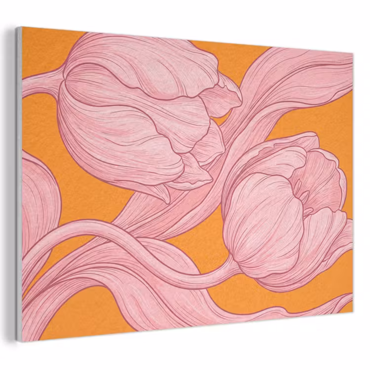 Akustikbild - Rosa Blumen – Modern - Roze bloemen - Modern PET vilt klein