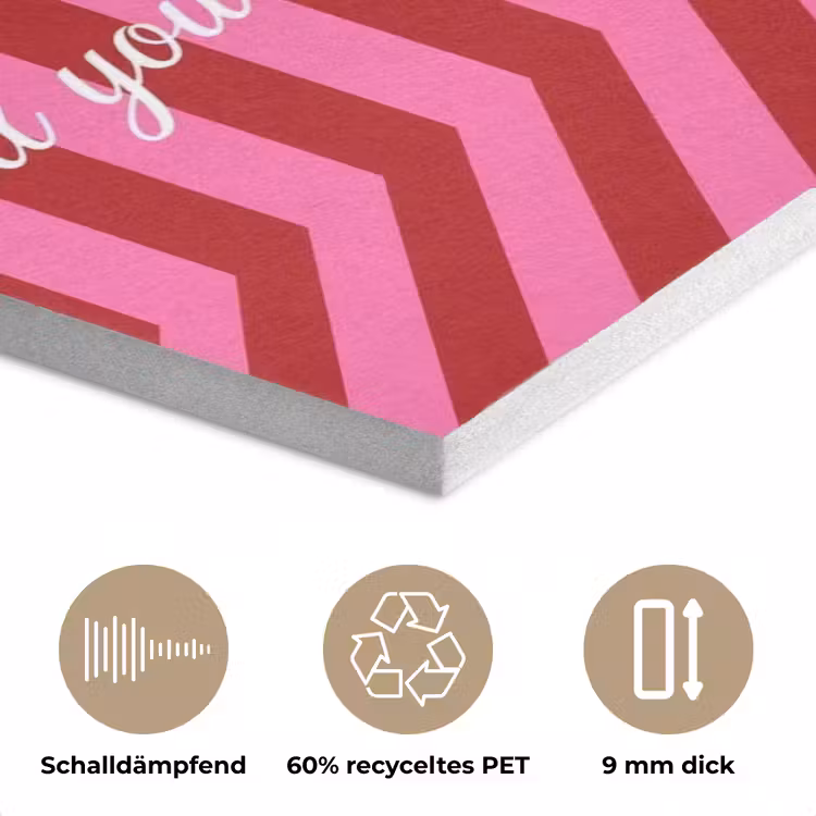 Roze - Strepen - Koffie - Maandag PET vilt klein -closeup_DE