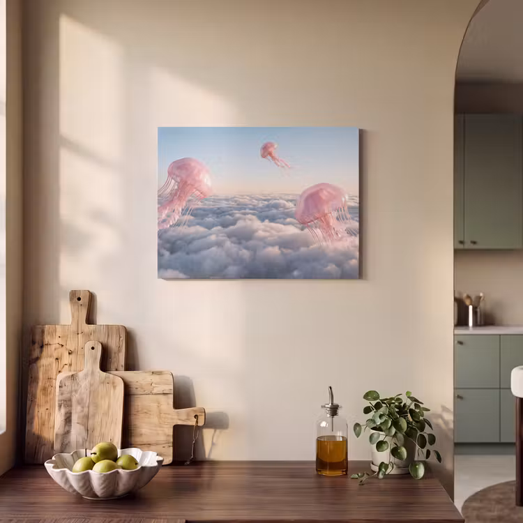 Akustikbild - Rosa Tier – Wolken - Roze dier - Wolken PET vilt klein