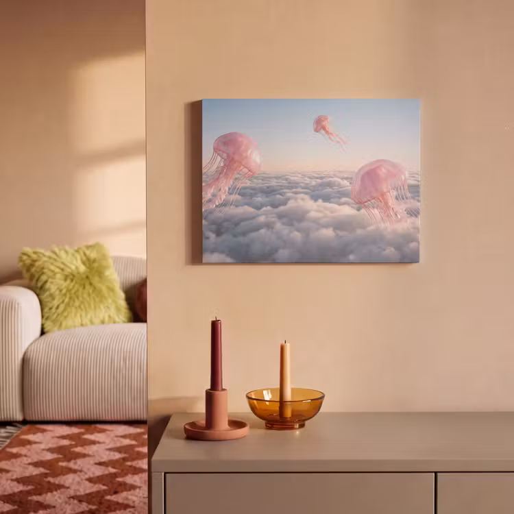 Akustikbild - Rosa Tier – Wolken - Roze dier - Wolken PET vilt klein