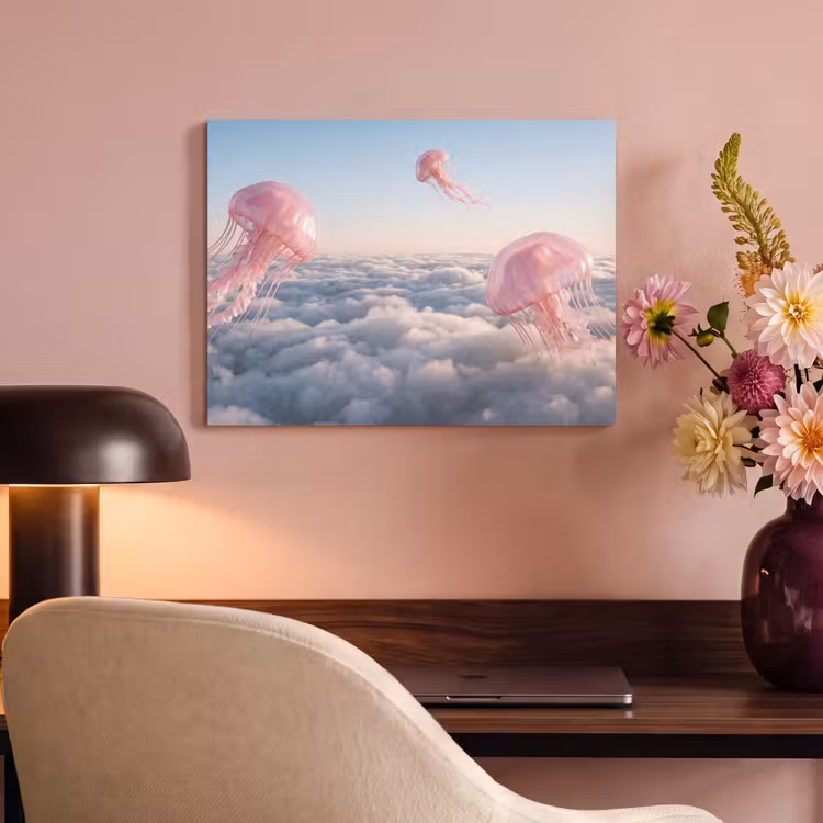 Akustikbild - Rosa Tier – Wolken - Roze dier - Wolken PET vilt klein