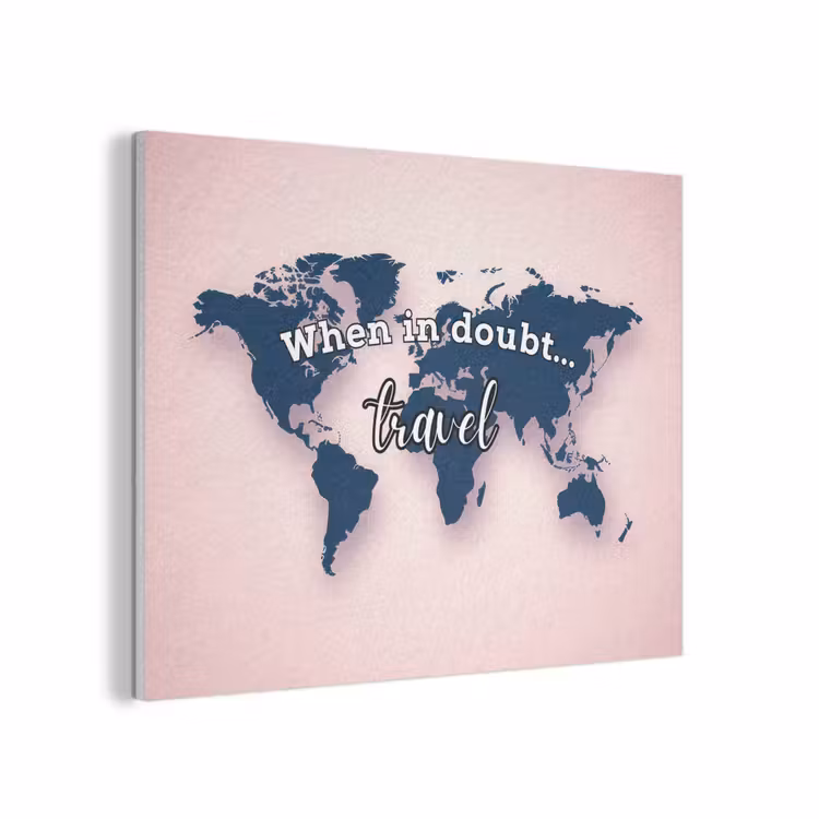 Roze - Quote - Wereldkaart - Travel PET vilt klein -3d