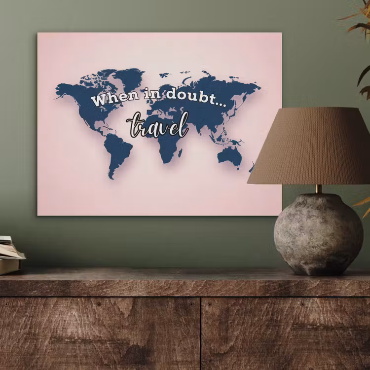 Roze - Quote - Wereldkaart - Travel PET vilt klein -sfeer2
