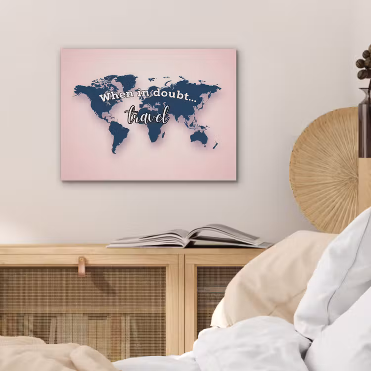 Roze - Quote - Wereldkaart - Travel PET vilt klein -sfeer3