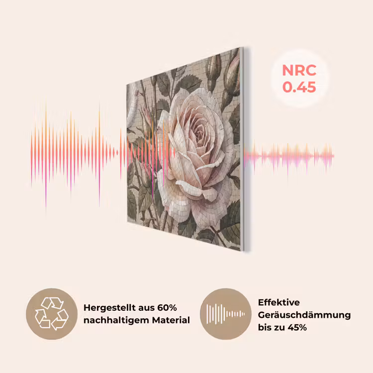 Roos - Mozaïek - Bloemen - Klassiek - Beige PET vilt klein -USP_DE