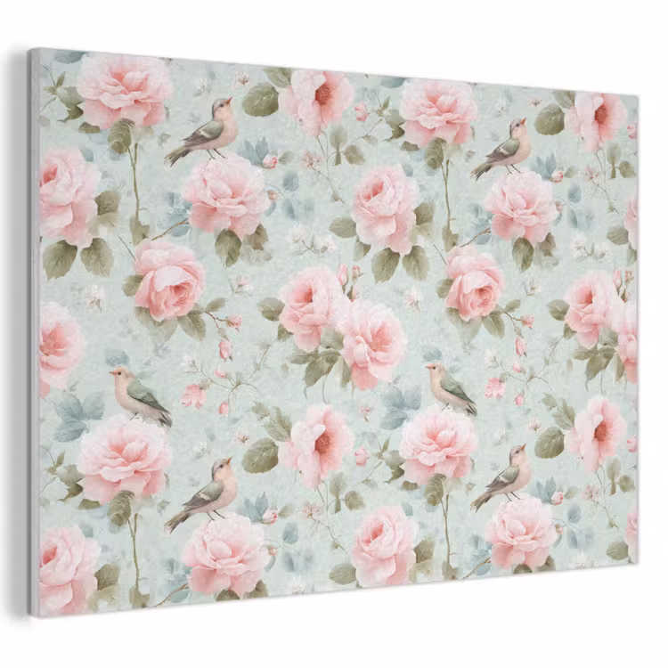 Rozen - Vogels - Pastel - Kleurrijk PET vilt klein 837 -3d
