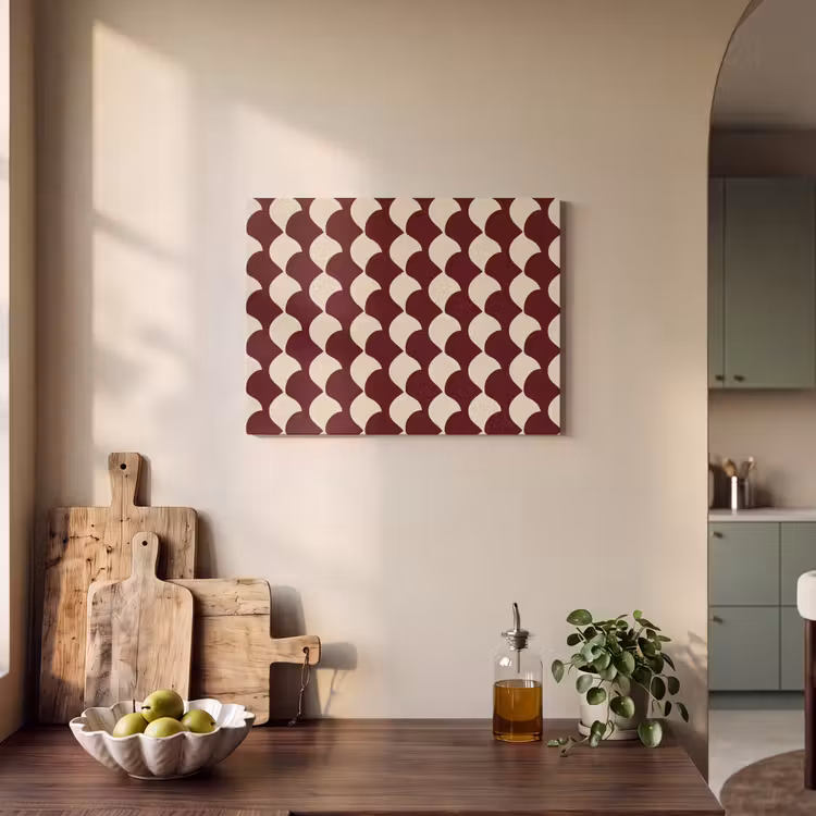 Rood - Tegelpatroon - Crème PET vilt klein 837 -sfeer2