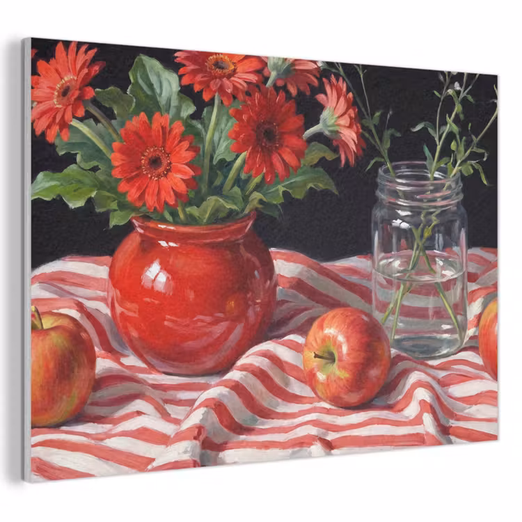 Akustikbild - Rote Blumen – Vase - Rode bloemen - Vaas PET vilt klein