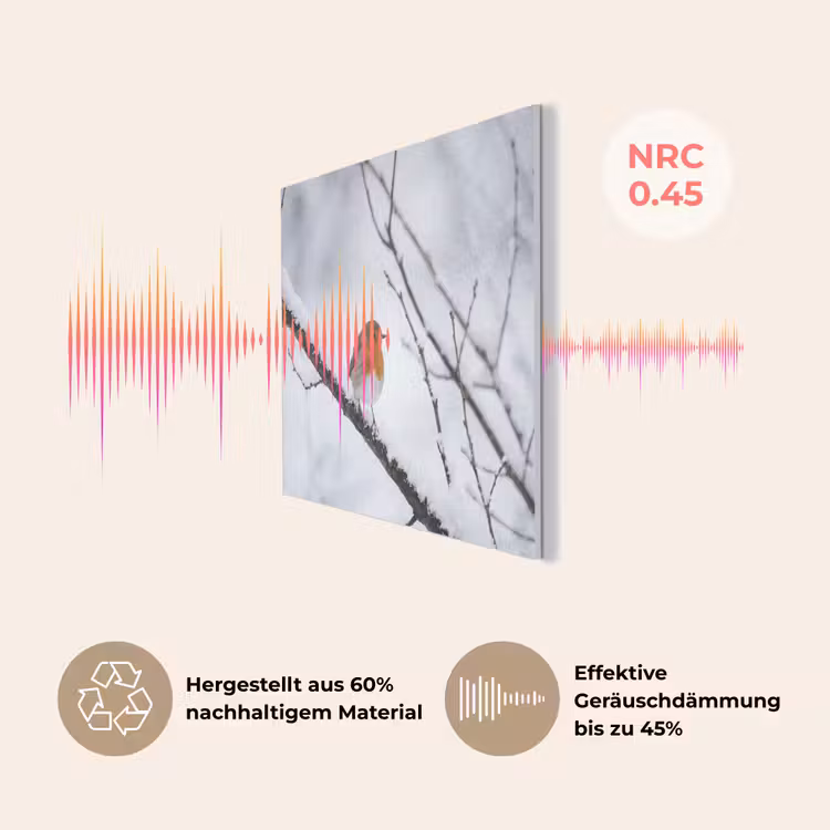 Roodborstje - Tak - Sneeuw - Winter - Levendig PET vilt klein -USP_DE