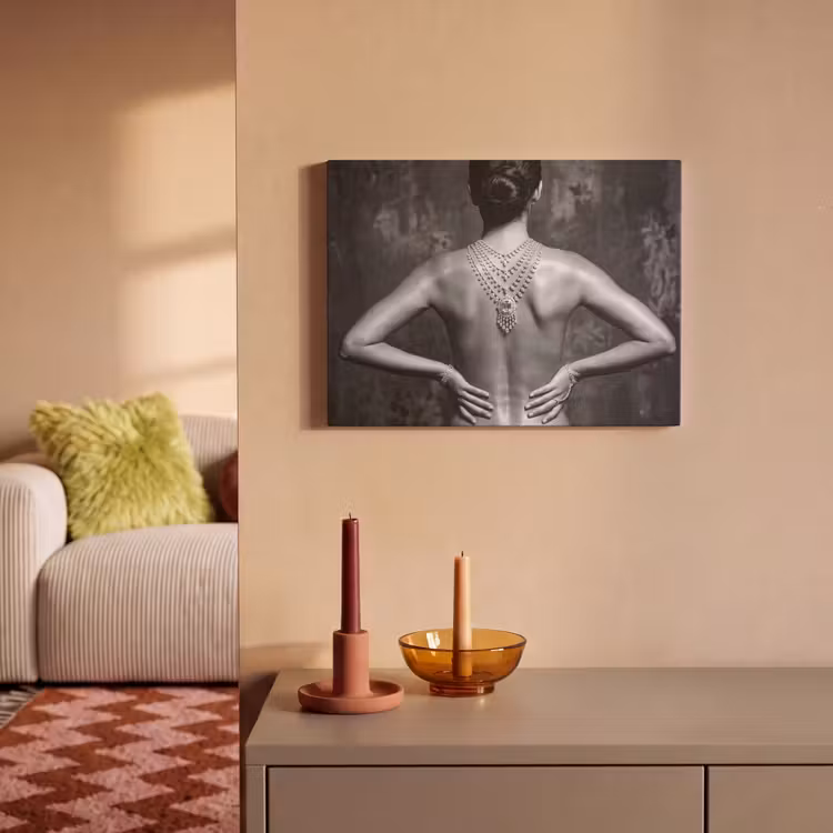 Rug - Ketting - Portret - Zwart - Wit - Glamour PET vilt klein -sfeer1