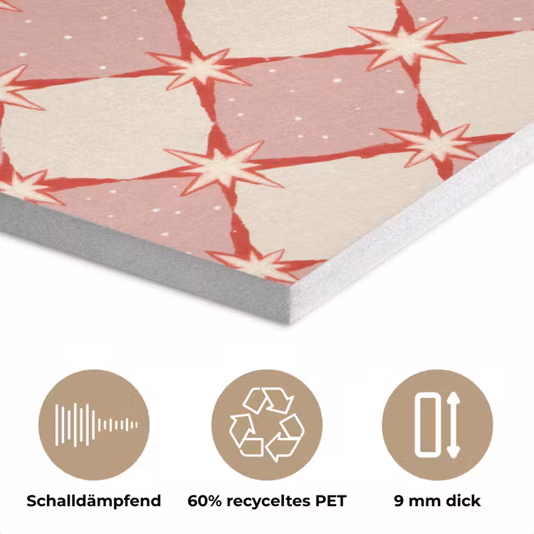 Ruiten - Sterren - Vintage - Oudroze - Rood PET vilt klein 837 -closeup_DE