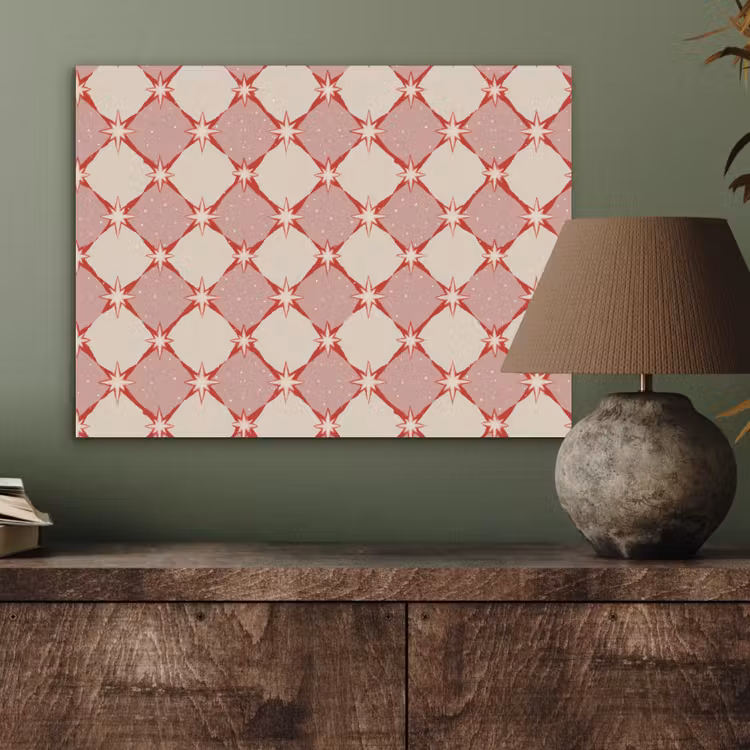 Ruiten - Sterren - Vintage - Oudroze - Rood PET vilt klein 837 -sfeer2